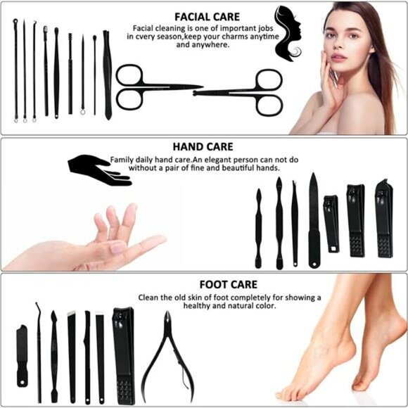 Manicure Set Professional Nail Clipper Kit-26 Pieces Stainless Steel Manicure - Picture 4 of 7